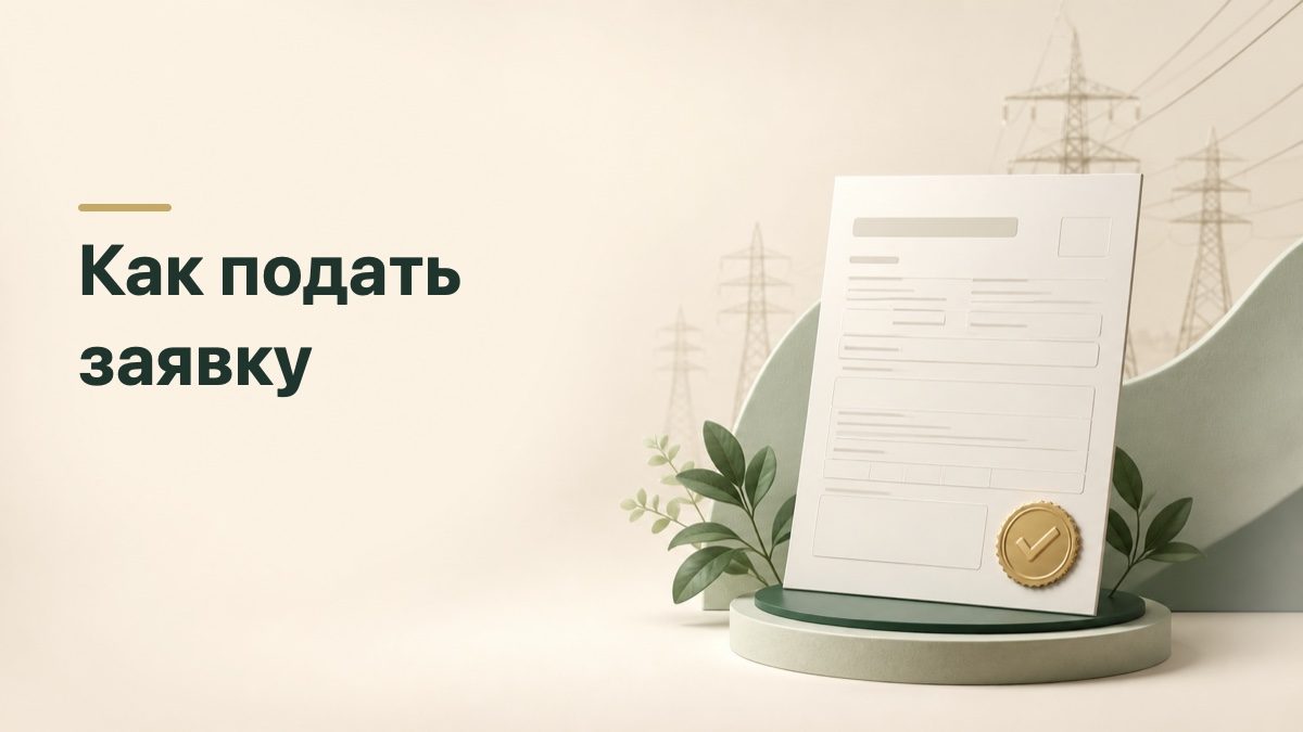 Бланк заявки на подключение электричества на фоне линий электропередачи