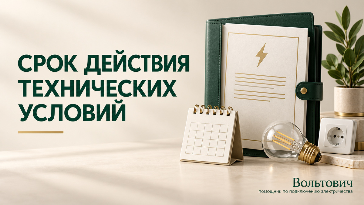 Папка технических условий и календарь рядом с частным домом и электросетью