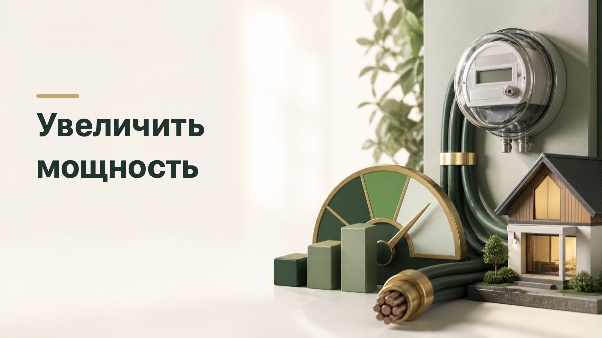 Электросчётчик, кабель и шкала увеличения мощности частного дома