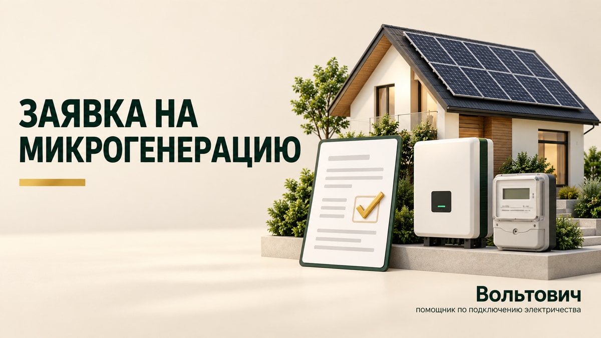 План участка, форма заявки, сетевой инвертор и двунаправленный счётчик рядом с домом с солнечными панелями